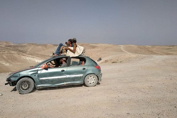 Illustrative photo of settlers near the Desert Frontier base in Rujum al-Naqa. (Photo: Dror Etkes)