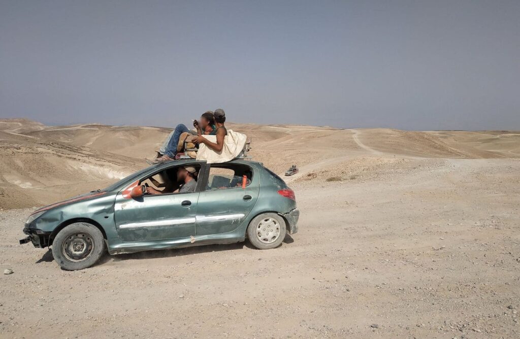 Illustrative photo of settlers near the Desert Frontier base in Rujum al-Naqa. (Photo: Dror Etkes)
