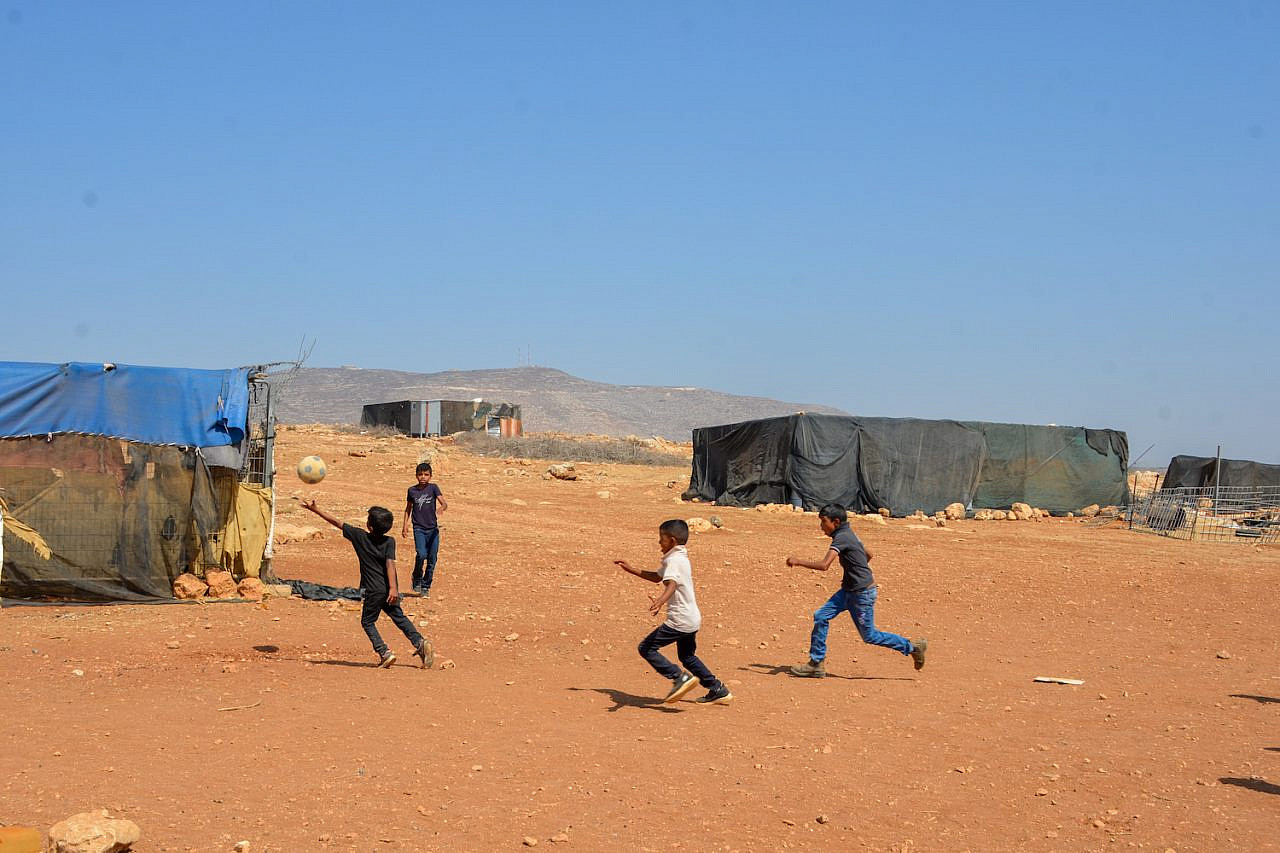 Children pay soccer in the Palestinian village of Ein al-Rashash. (Tash Lever)