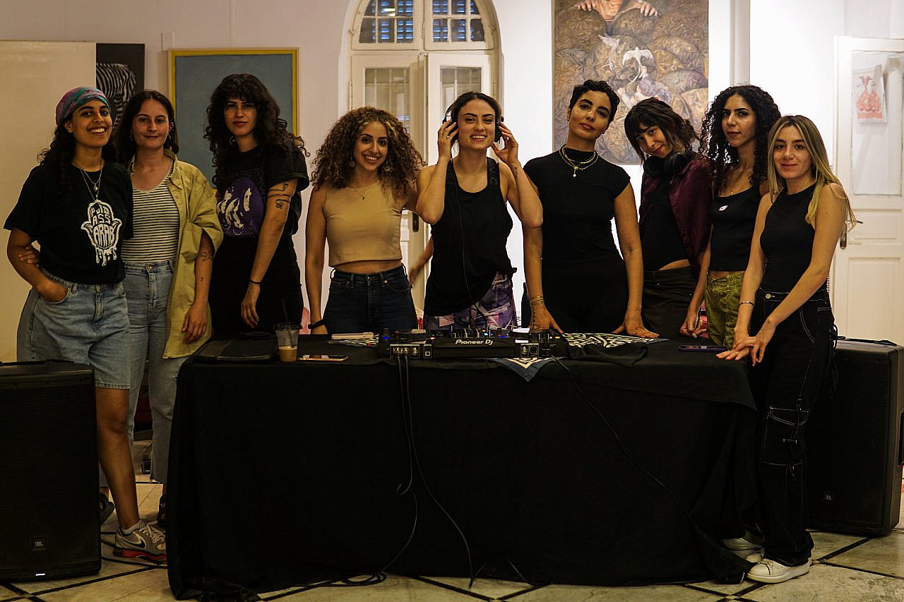 Palestinian women participate in a DJ workshop led by Nour Palestina at Sabreen, occupied East Jerusalem. (Alice Austin)