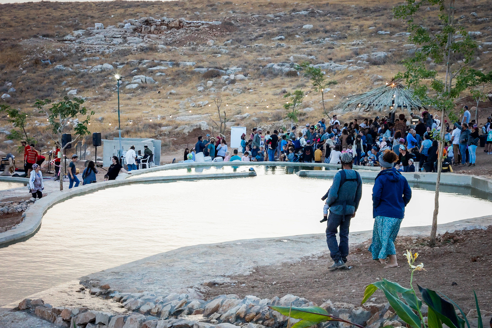 View of a newly built water pool in the Jewish settlement of Nokdim, in the West Bank, October 20, 2021. (Gershon Elinson/Flash90)