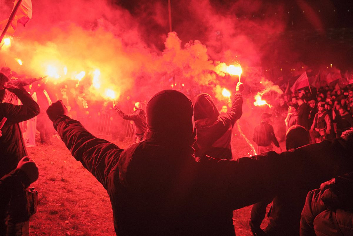 Far-right Polish demonstrators take part in the annual National Independence Day march, November 11, 2022. (Matthias Berg/CC BY-NC-ND 2.0)