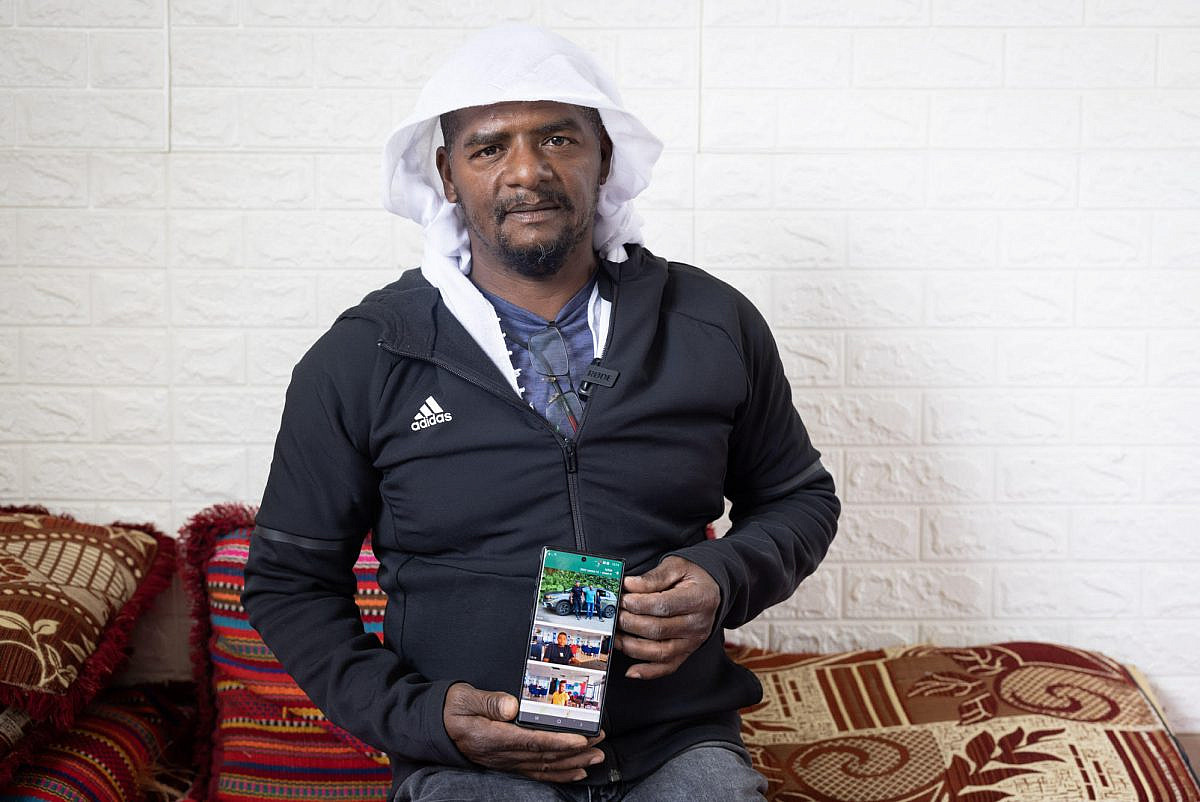Ibrahim al-Quran, an educator from the unrecognized Bedouin village of Al-Bat in the Naqab. Two of his children were killed on October 7. (Photo: Oren Ziv)