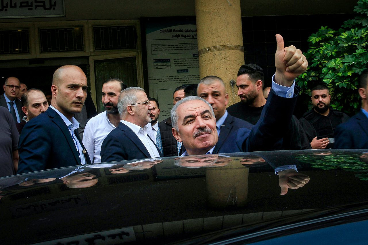 Palestinian Prime Minister Mohammad Shtayyeh seen during a visit to the West Bank city of Nablus, November 3, 2022. (Nasser Ishtayeh/Flash90)