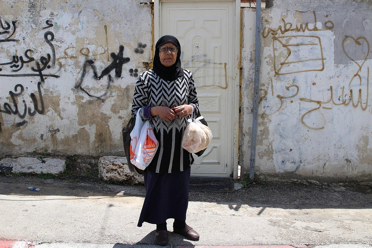 Fatma Salem in Sheikh Jarrah, occupied East Jerusalem. (Yahel Gazit)