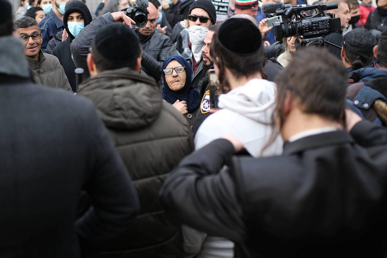 Fatma Salem during a protest in Sheikh Jarrah, occupied East Jerusalem. (Yahel Gazit)