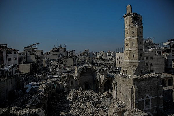 The ruins of the Great Omari Mosque, the largest and oldest mosque in northern Gaza. (Omar El Qattaa)