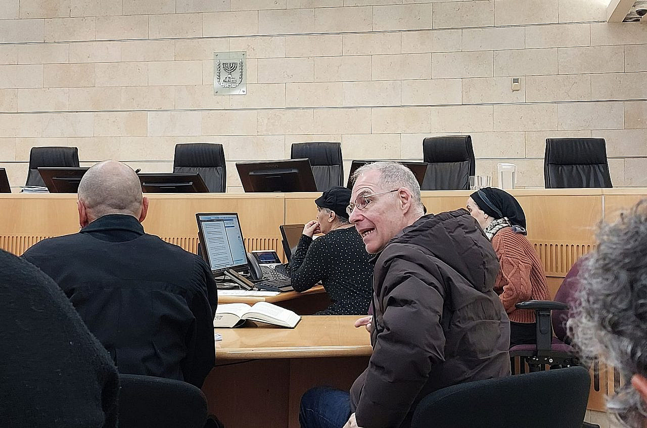 Meir Baruchin during a hearing at the Jerusalem National Labor Court, January 30, 2024. (Orly Noy)