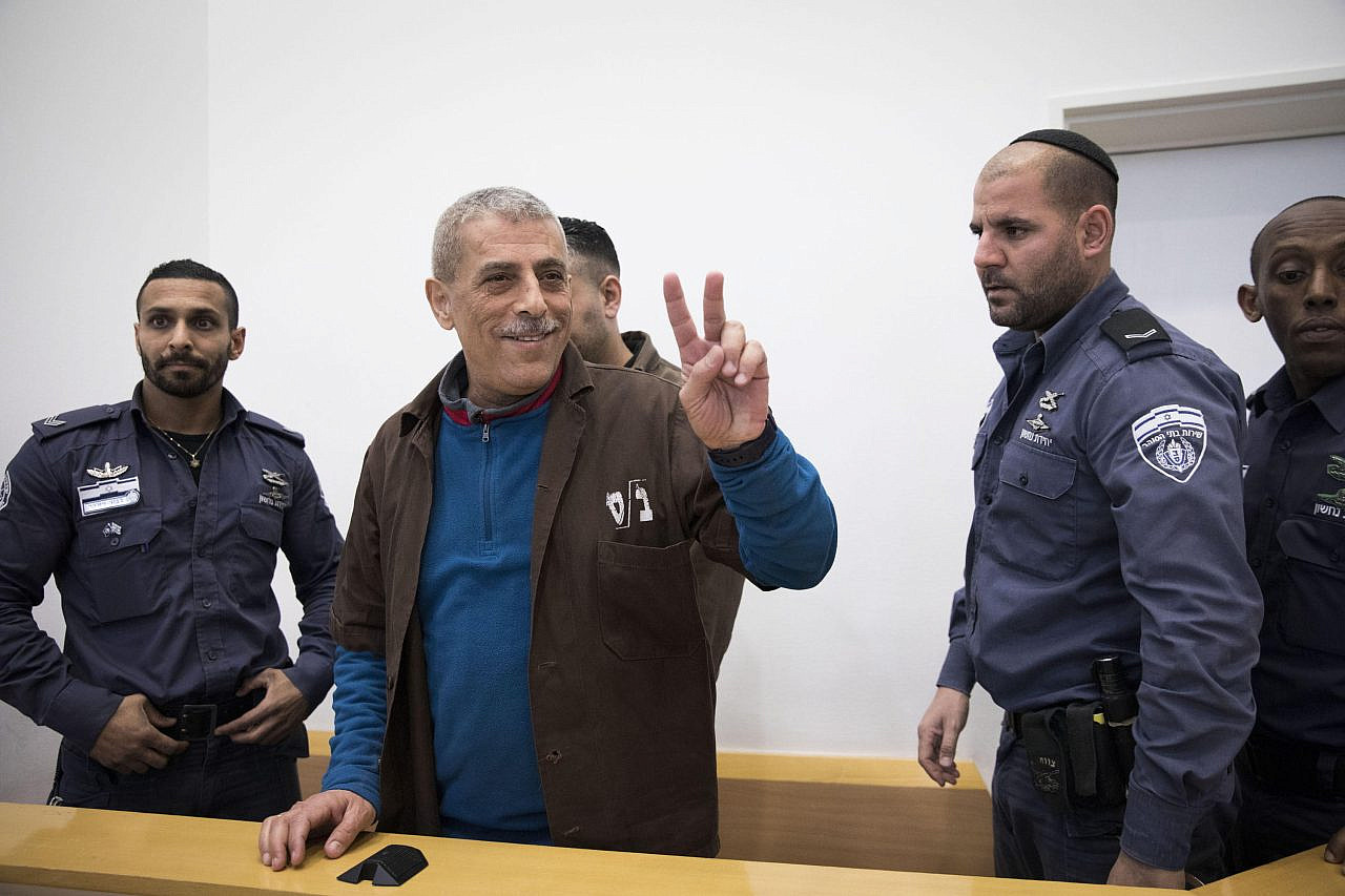 Walid Daqqa at a hearing at Be'er Sheva District Court, January 23, 2018. (Oren Ziv)