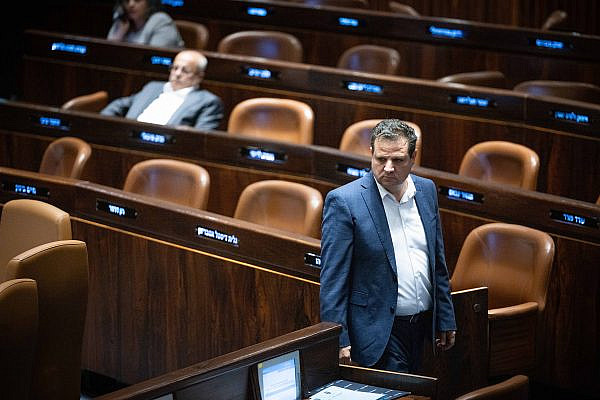 MK Ayman Odeh attends a plenum session at the Knesset in Jerusalem, July 10, 2023. (Yonatan Sindel/Flash90)
