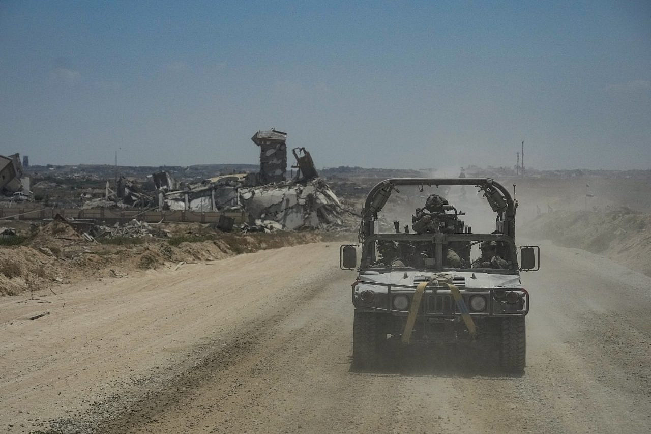 Israeli soldiers operating in Gaza city, July 28, 2024. (Erik Marmor/Flash90) Israeli soldiers operating in Gaza city, July 28, 2024. (Erik Marmor/Flash90)