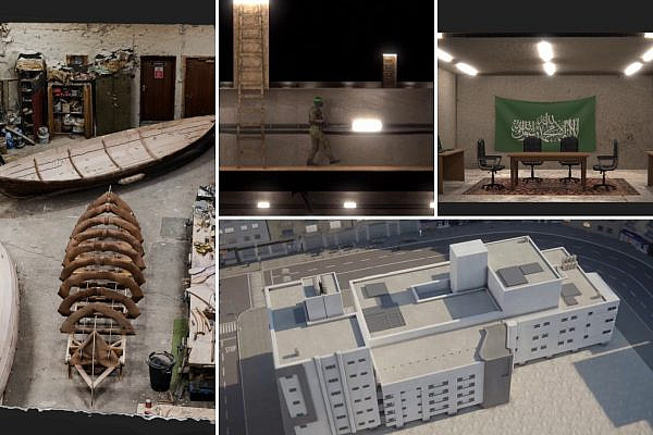 Screenshots from animations published by the IDF Spokesperson's Unit, along with digital scans from a boat-building workshop in the Scottish Maritime Museum.