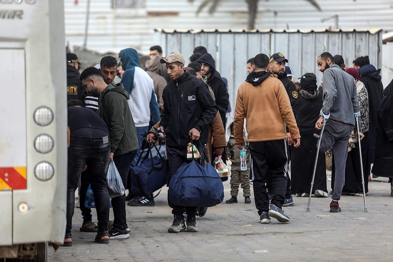 Sick and wounded Palestinians prepare to leave the Gaza Strip for treatment through the Rafah Crossing, Khan Younis southern Gaza Strip, February 9, 2026. (Abed Rahim Khatib/Flash90)