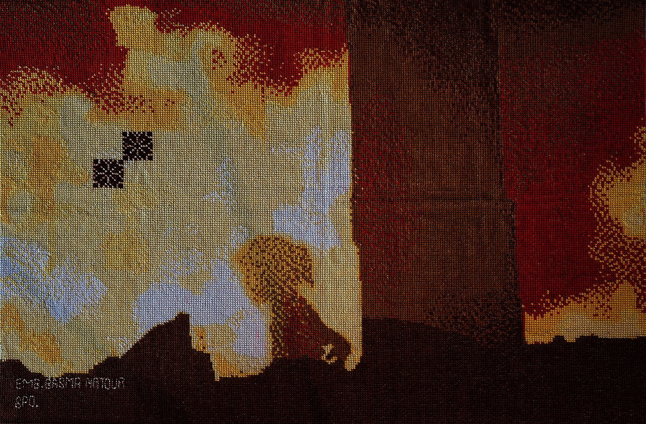 Artworks from the exhibition titled “ _____________” * * Gaza - No Words - See the Exhibit,” at the 61st Venice Biennale, Italy. (Palestine Museum US)