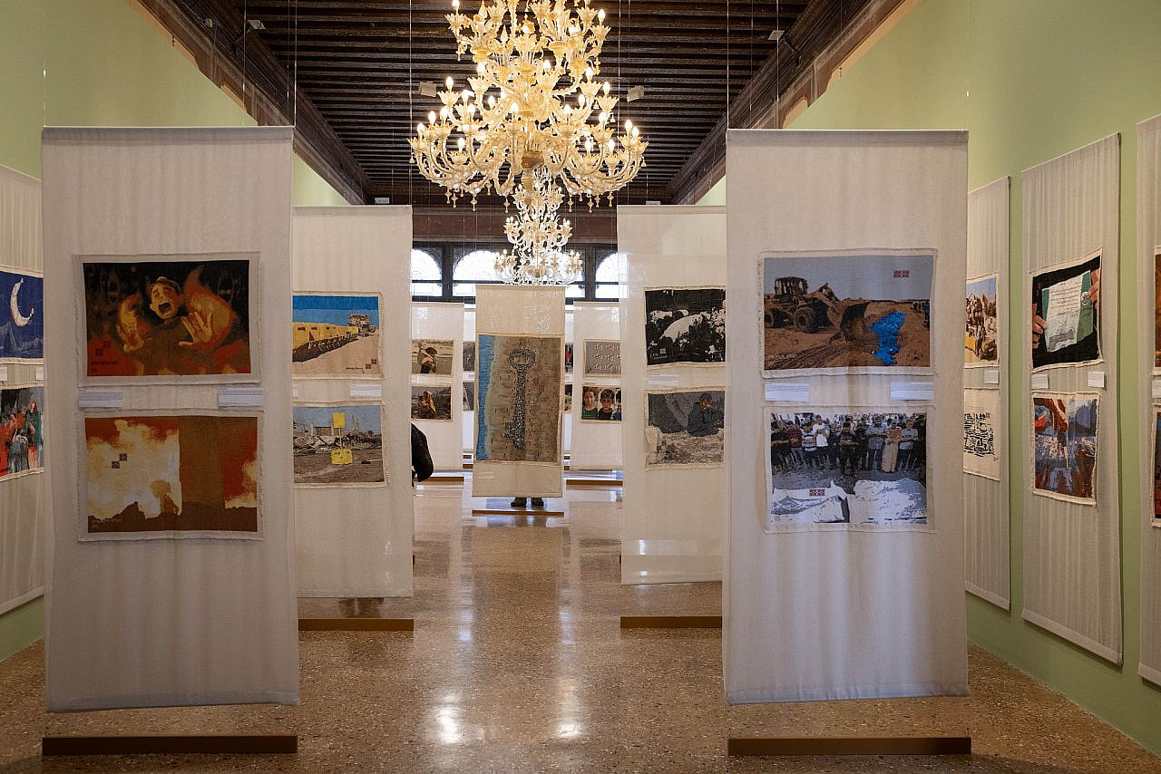 Artworks from the exhibition titled “ _____________” * * Gaza - No Words - See the Exhibit,” at the 61st Venice Biennale, Italy. (Oren Ziv)
