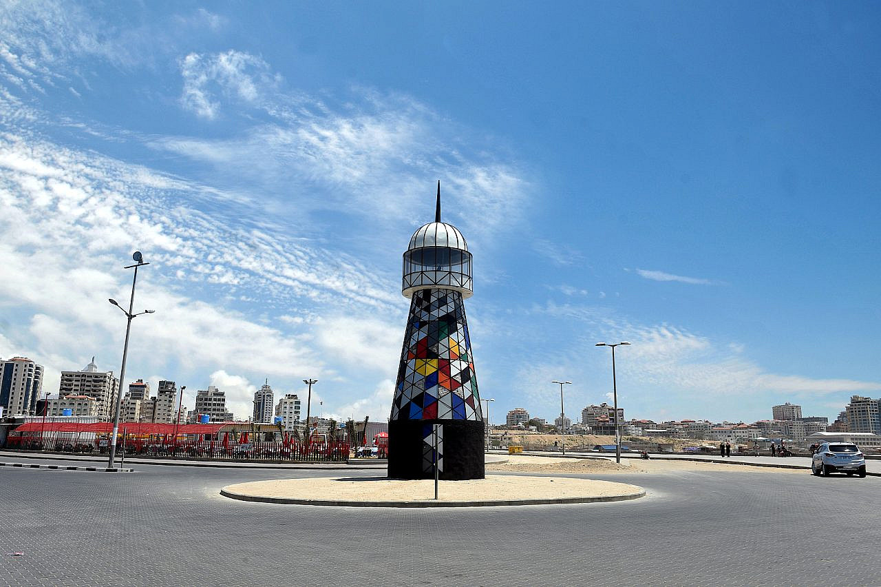 Minarat Gaza by Shareef Sarhan, seen in Gaza City's port, 2016. (Courtesy)