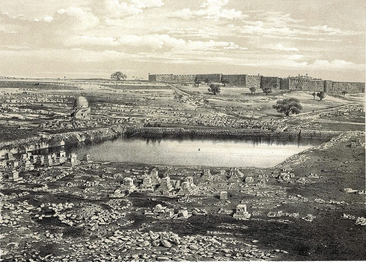 A lithograph of the pool and cemetery in Mamilla, Jerusalem, 1864. (Edmund Walker) A lithograph of the pool and cemetery in Mamilla, Jerusalem, 1864. (Edmund Walker)