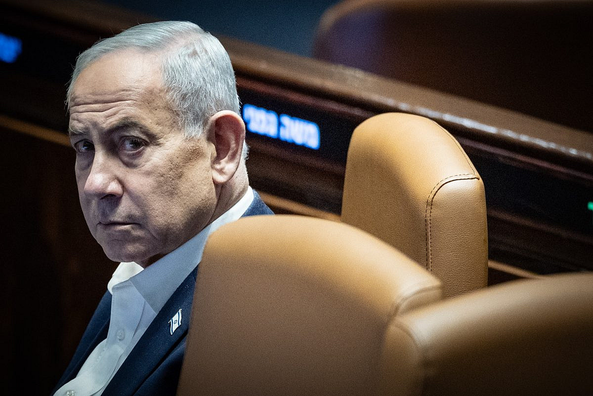 Israeli Prime Minister Benjamin Netanyahu attends a vote at the plenum hall of the Knesset, Jerusalem, July 16, 2026. (Yonatan Sindel/Flash90)