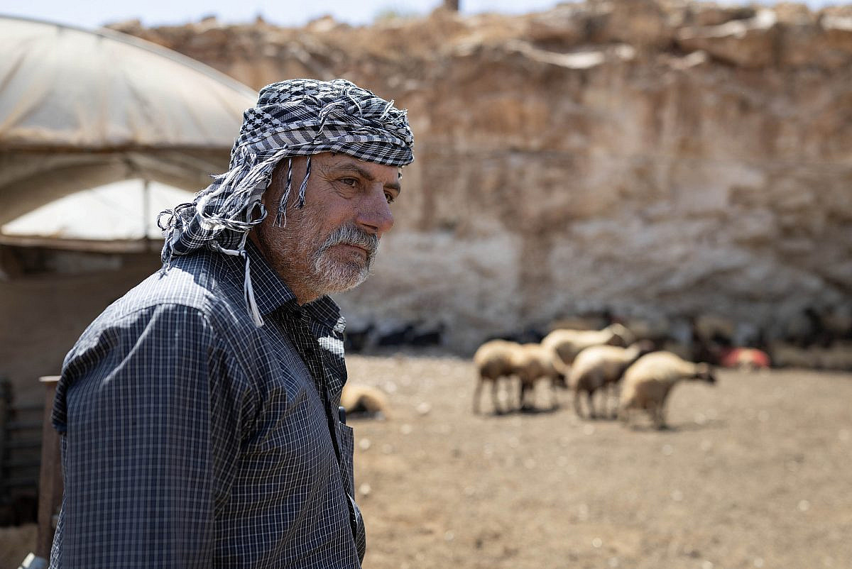 Tawfiq Hajj Qassem, a resident of the Palestinian village of Atuf in the northern Jordan Valley, August 2026. (Oren Ziv) Tawfiq Hajj Qassem, a resident of the Palestinian village of Atuf in the northern Jordan Valley, August 2026. (Oren Ziv)