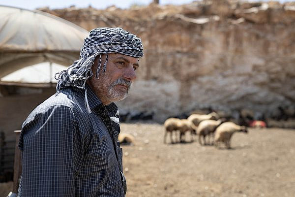 Tawfiq Hajj Qassem, a resident of the Palestinian village of Atuf in the northern Jordan Valley, August 2026. (Oren Ziv)