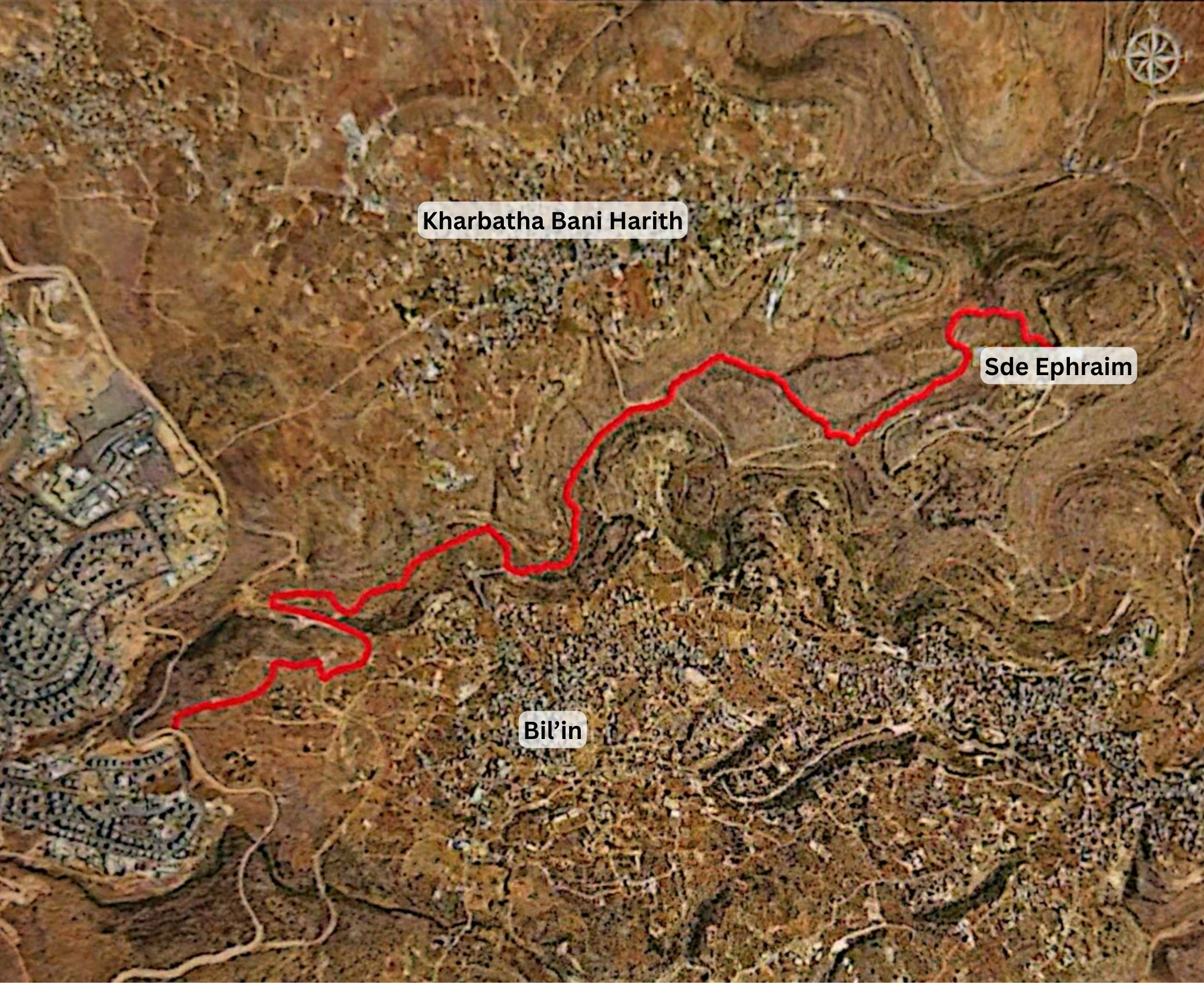 A map of the planned road included in the military seizure order, July 2026. A map of the planned road included in the military seizure order, July 2026.