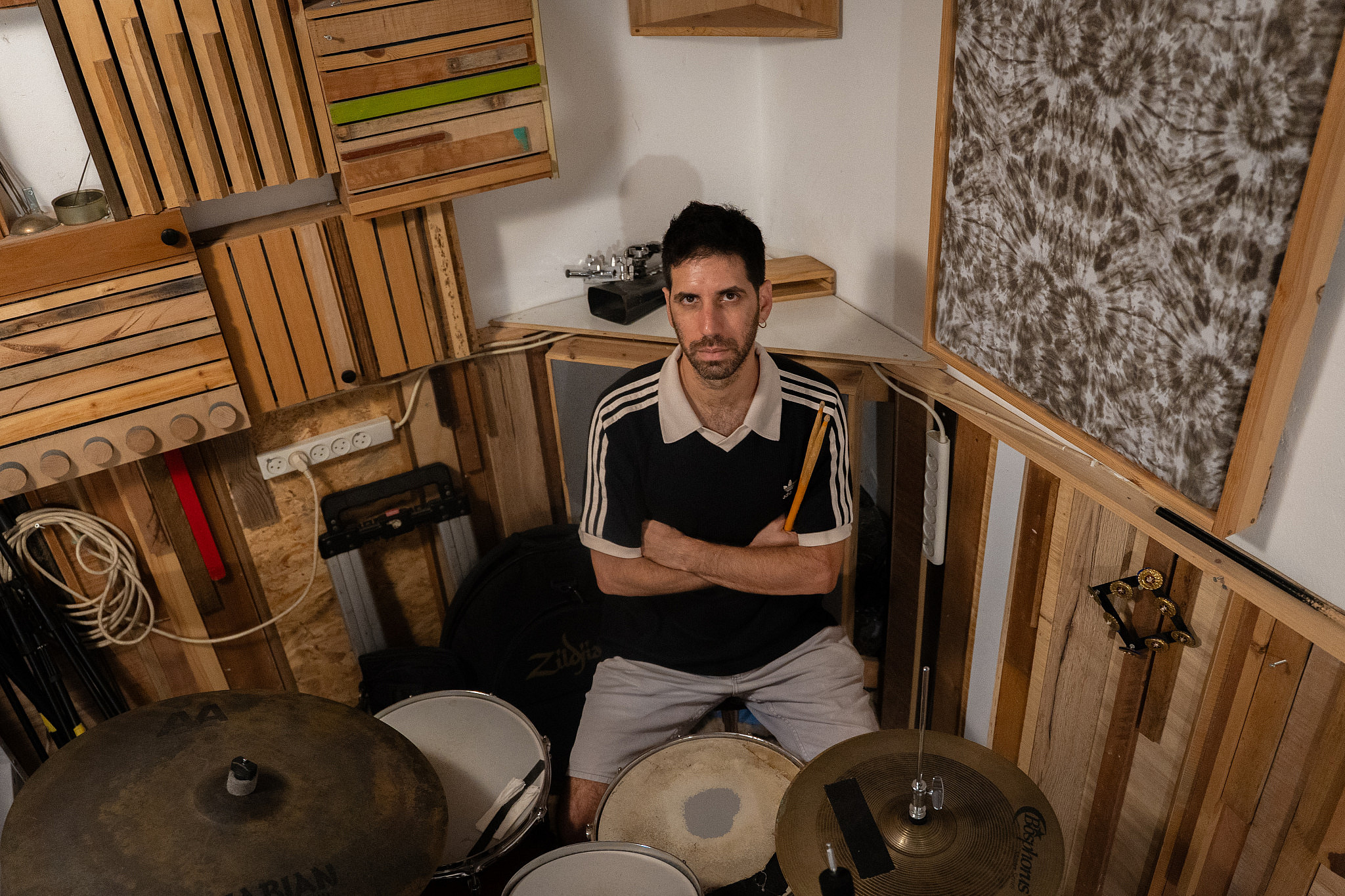 Regev Baruch in his studio, Sept. 9, 2026. (Timna Rose Peretz) Regev Baruch in his studio, Sept. 9, 2026. (Timna Rose Peretz)