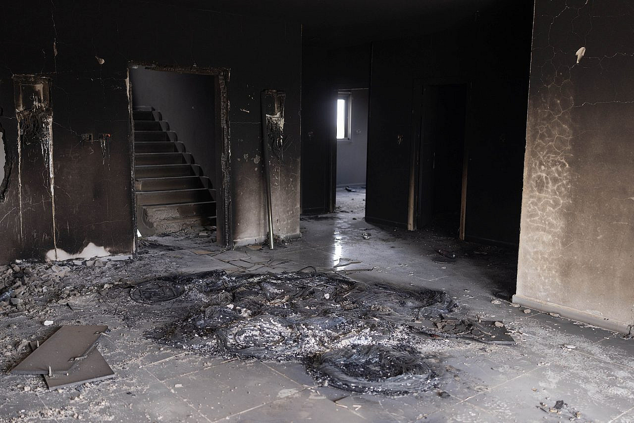 One of the two houses belonging to the Tubasi family that were burned by Israeli settlers in the occupied West Bank village of Jalud, Sept. 29, 2026. (Oren Ziv)